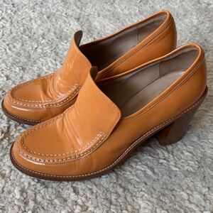 Maryam Nassir Zadeh Lacquer 70s Orange High Heels Loafers MNZ 37 7